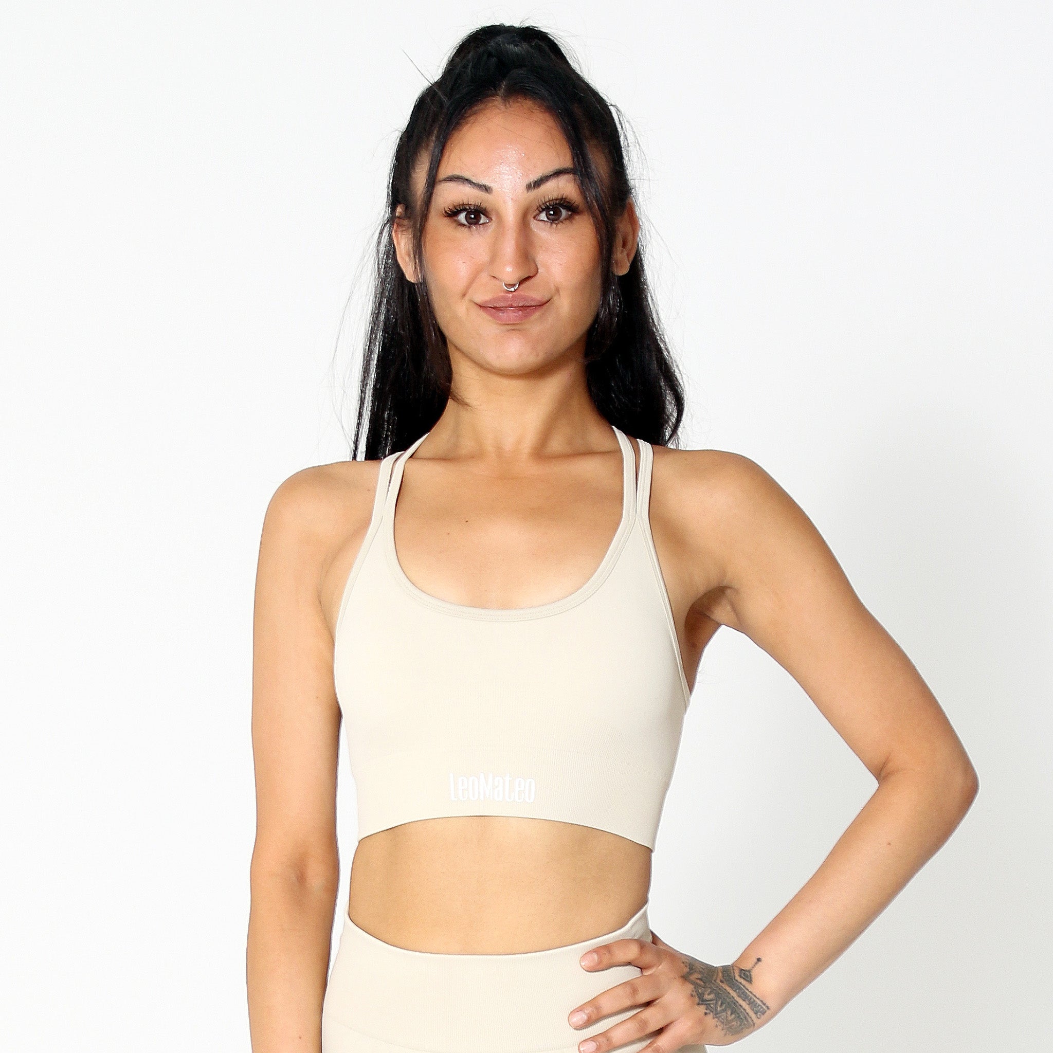 Beige Ribbfit Seamless Sports BH