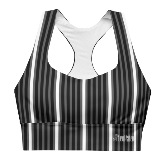 Black & White Stripes Sports Bra